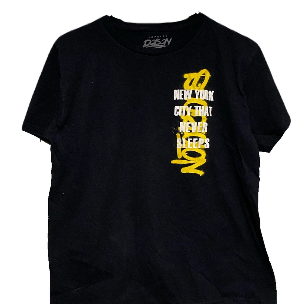 Black and Yellow Long Sleeve Tee with Vertical Design